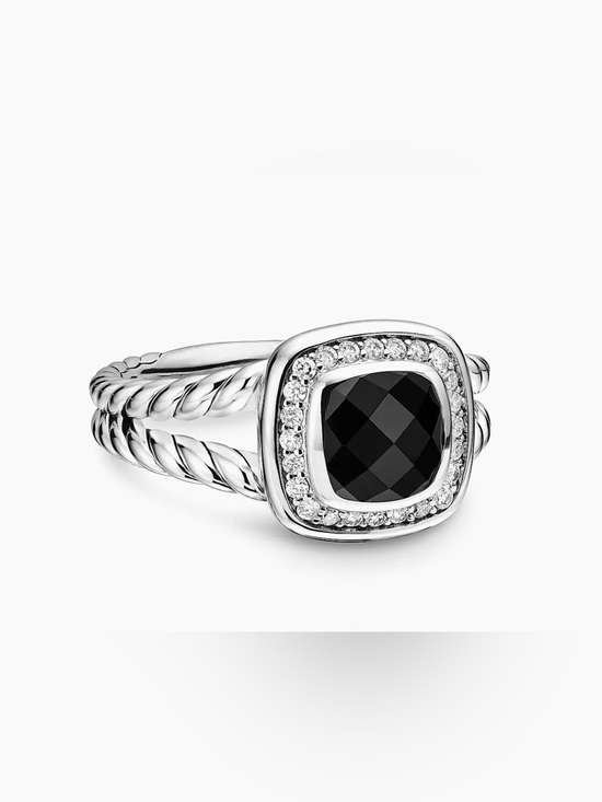 David Yurman Jewelry - David Yurman Silver Ring with Black Center and Pavé Diamonds